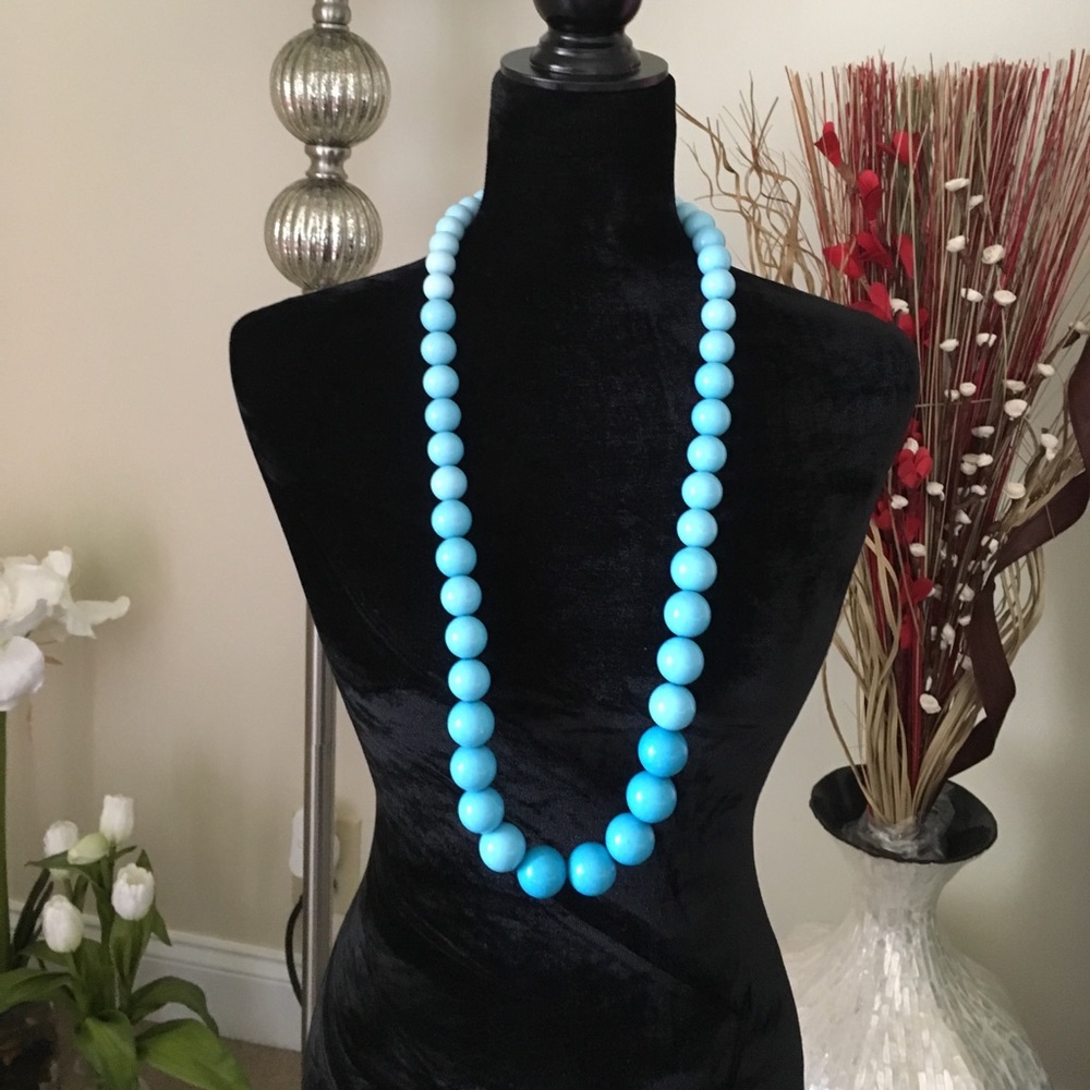 35” Light Blue Beaded Necklace